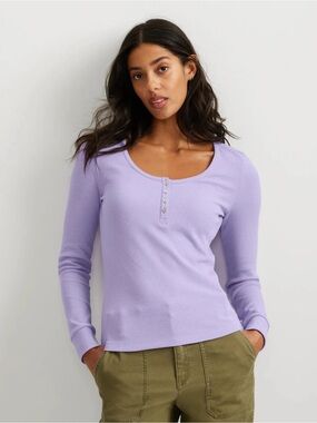 Eddie Bauer Infinity thermal Henley long sleeve top iris purple NEW NWT medium